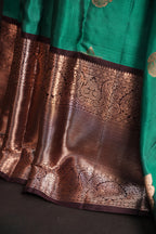Emerald Green Kanchi Vintage Silk Saree with Antique Zari Border