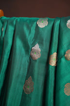 Emerald Green Kanchi Vintage Silk Saree with Antique Zari Border