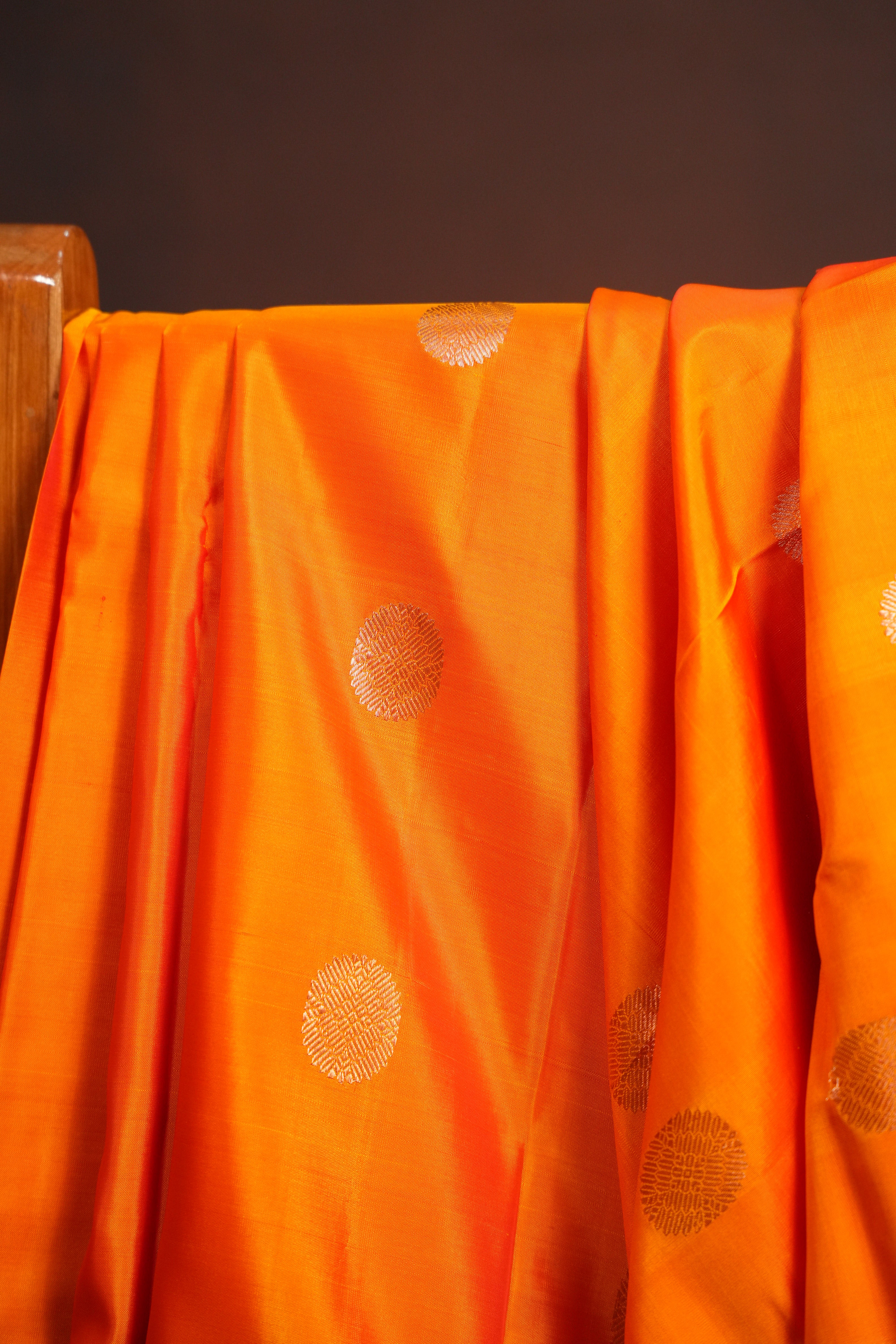Orange Pink Kanchi Vintage Silk Saree with Rich Zari Pallu