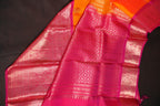 Orange Pink Kanchi Vintage Silk Saree with Rich Zari Pallu