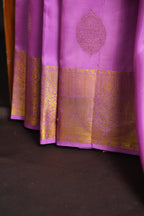 Lavender Pink Kanchi Vintage Silk Saree with Antique Zari Border
