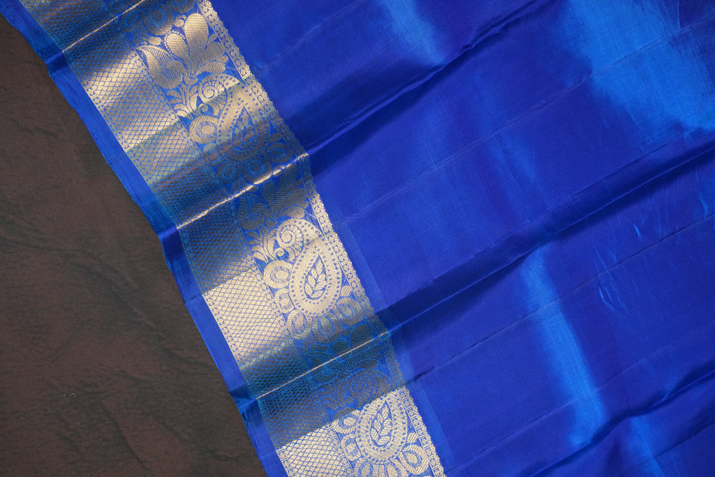 Turquoise Blue Kanchi Vintage Silk Saree with Royal Zari Border
