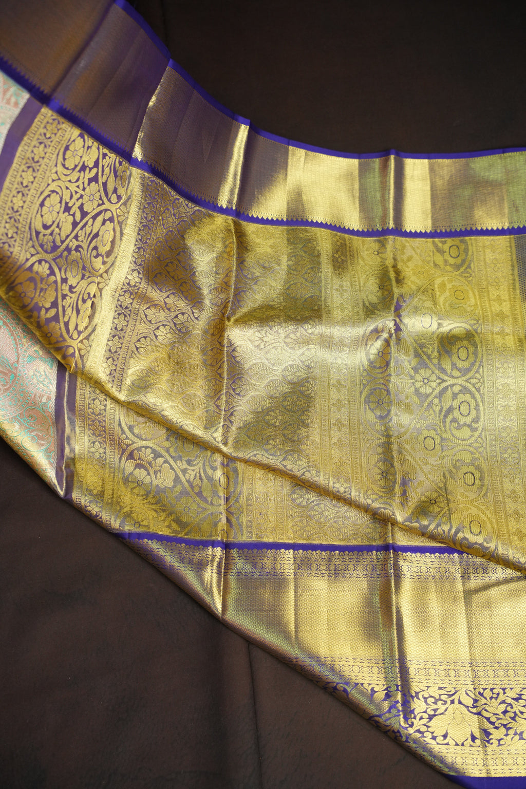 Royal Purple Kanchi Bridal Saree with Rich Zari Weaving
