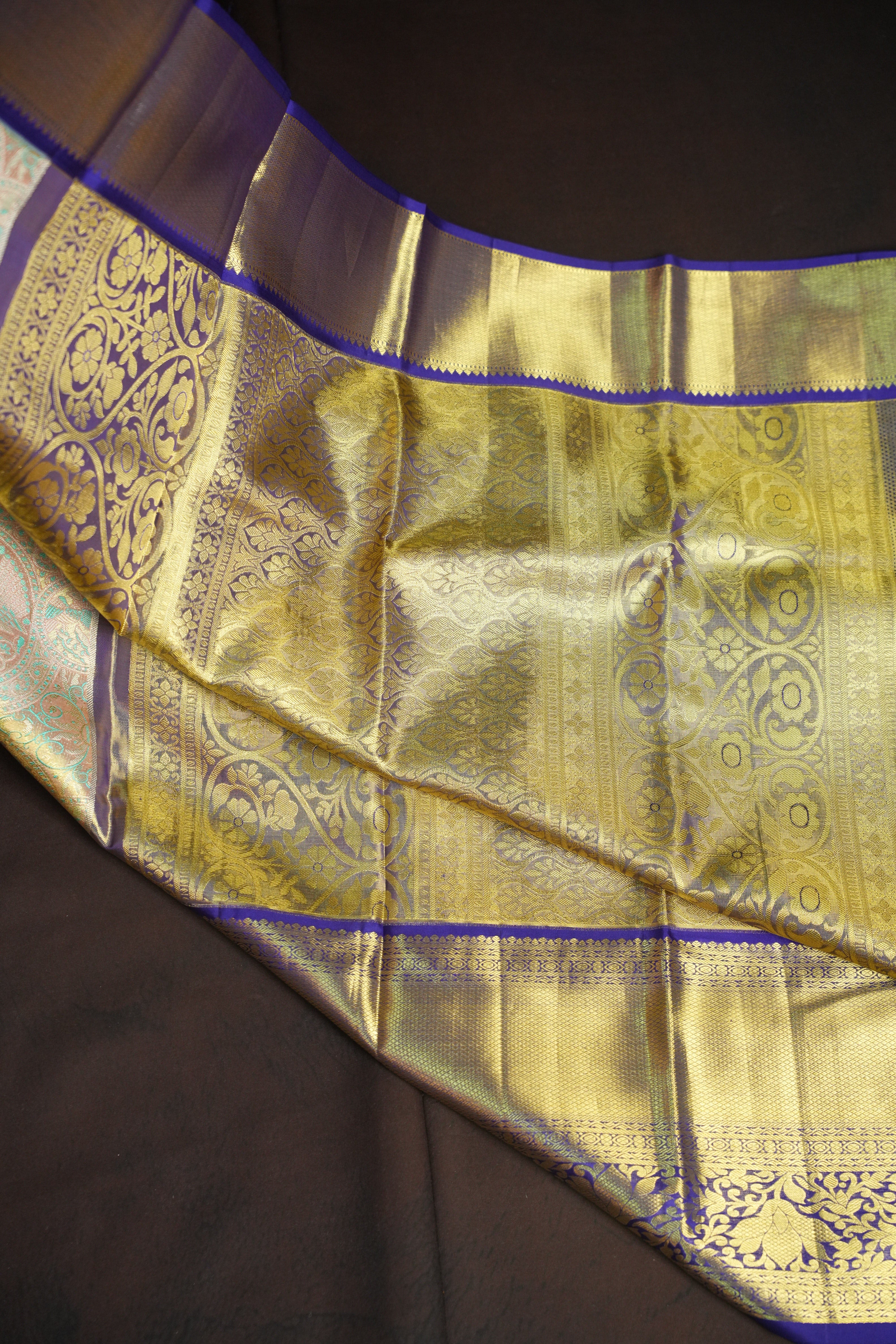 Royal Purple Kanchi Bridal Saree with Rich Zari Weaving