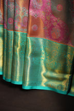 Turquoise Blue Kanchi Bridal Saree with Rich Zari Design