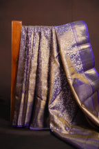 Purple Kanchi Bridal Saree with Silver Zari Weaving