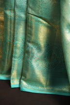 Aqua Blue Kanchi Bridal Saree with Rich Zari Weaving