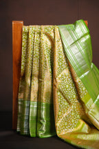 Parrot Green Kanchi Bridal Saree with Rich Zari Weaving