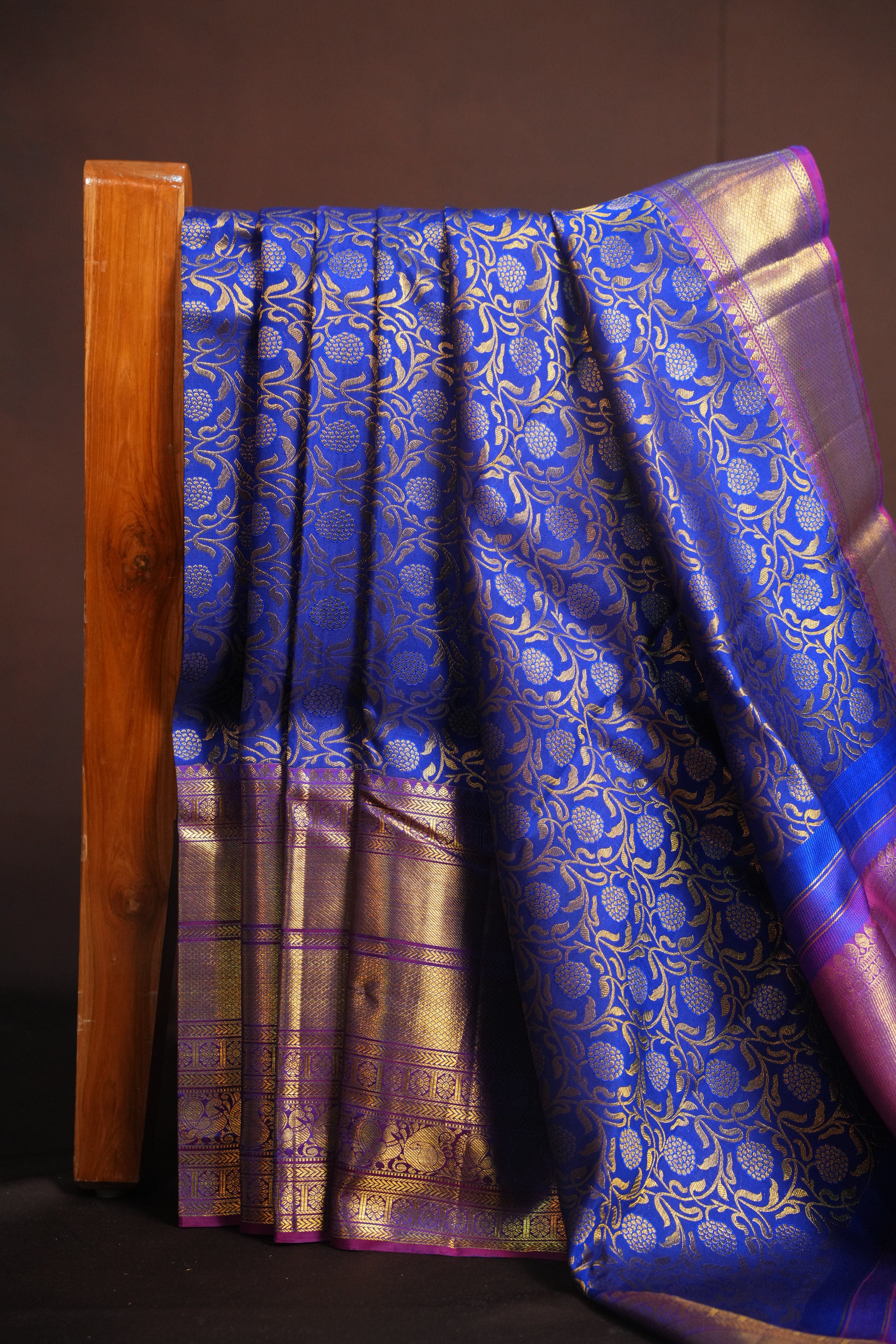 Royal Blue Kanchi Bridal Saree with Rich Zari Weaving