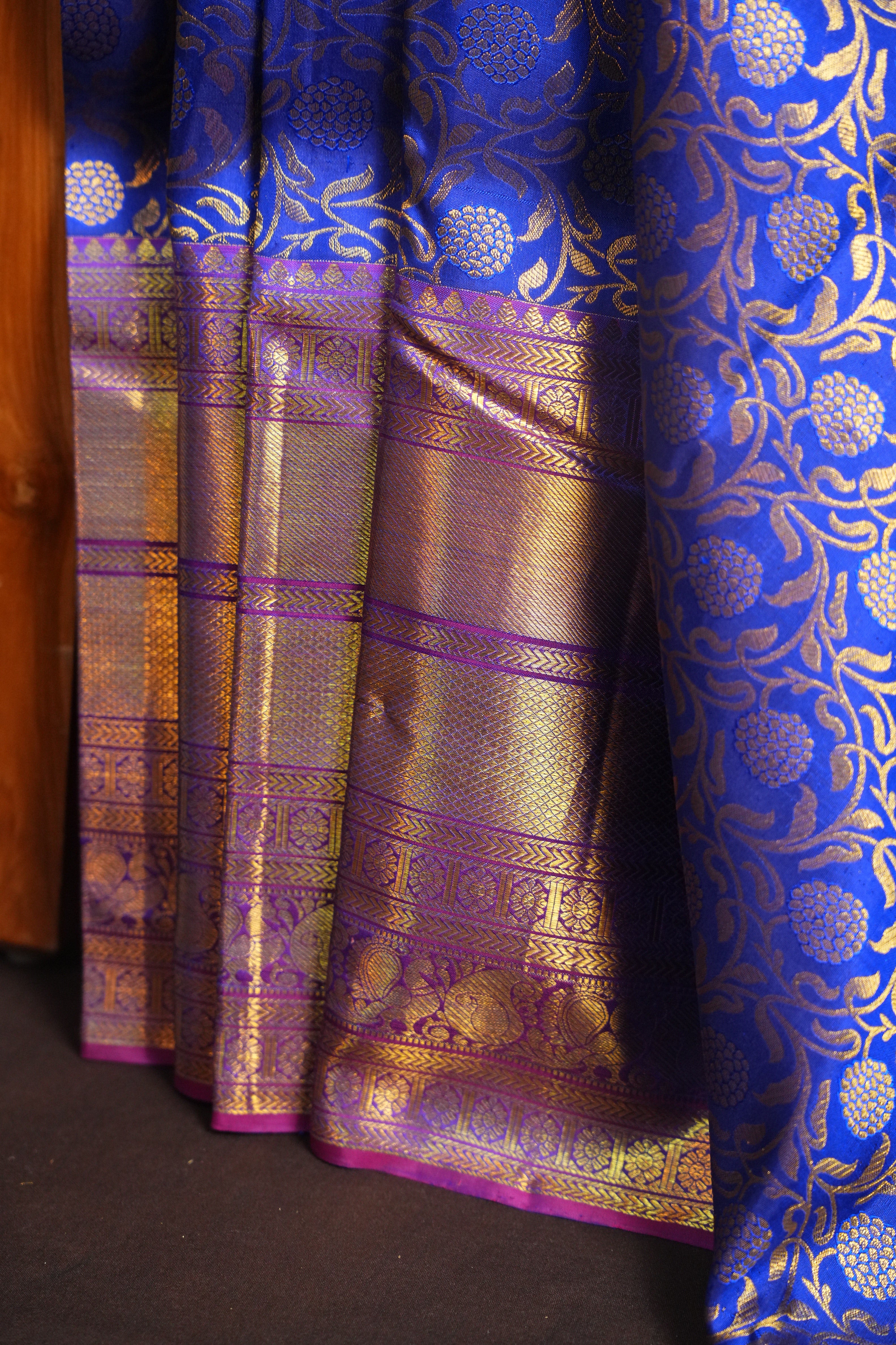 Royal Blue Kanchi Bridal Saree with Rich Zari Weaving