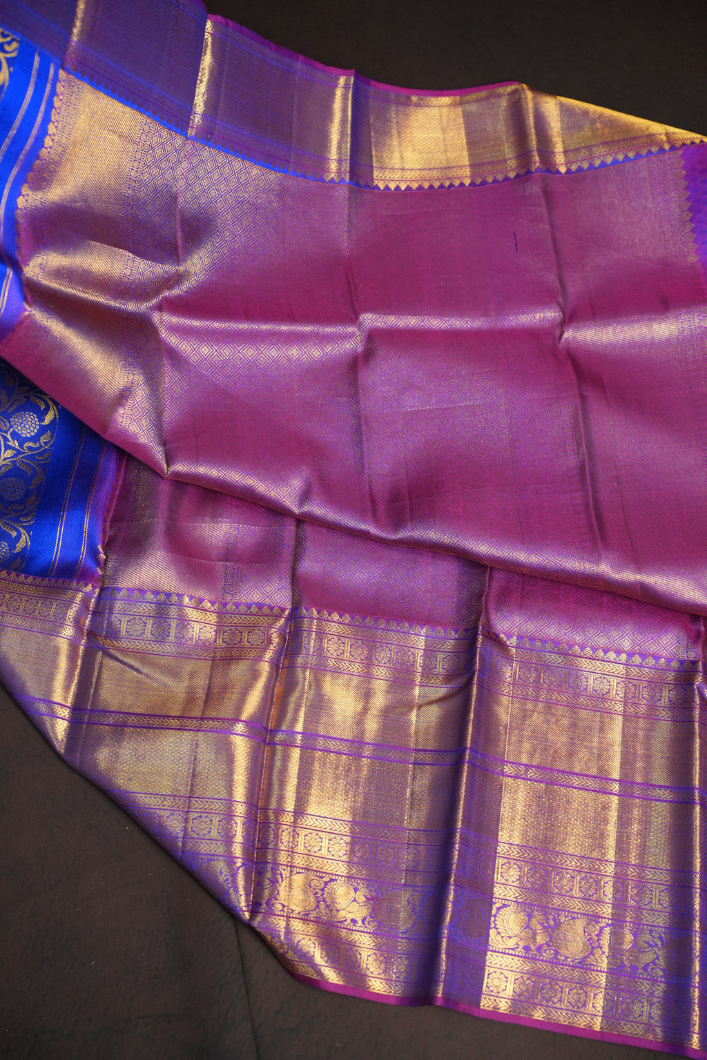 Royal Blue Kanchi Bridal Saree with Rich Zari Weaving