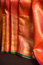 Orange Kanchi Bridal Saree with Rich Gold Zari Weaving