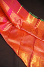 Orange Kanchi Bridal Saree with Rich Gold Zari Weaving