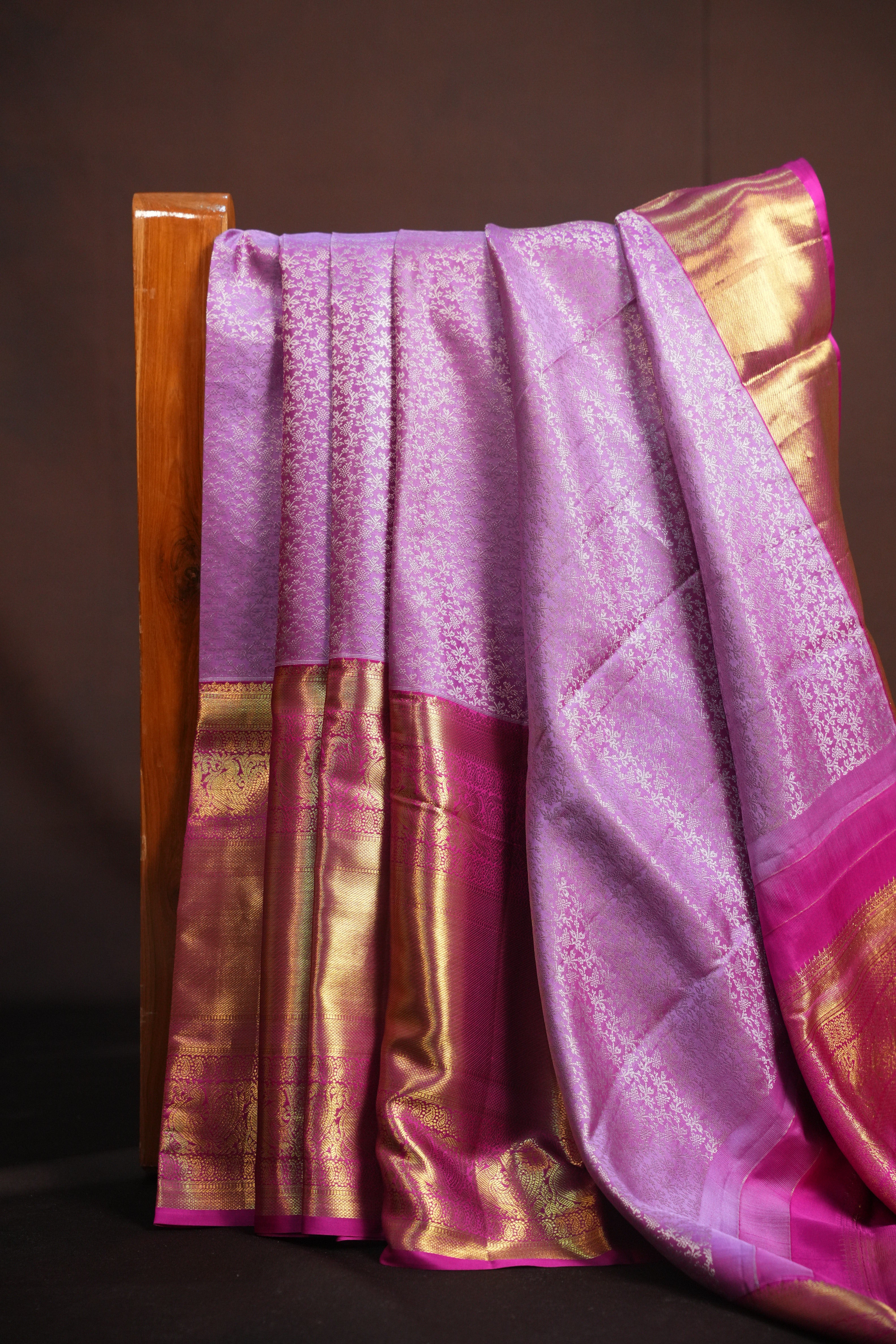 Pink Kanchi Bridal Saree with Rich Gold Zari Weaving