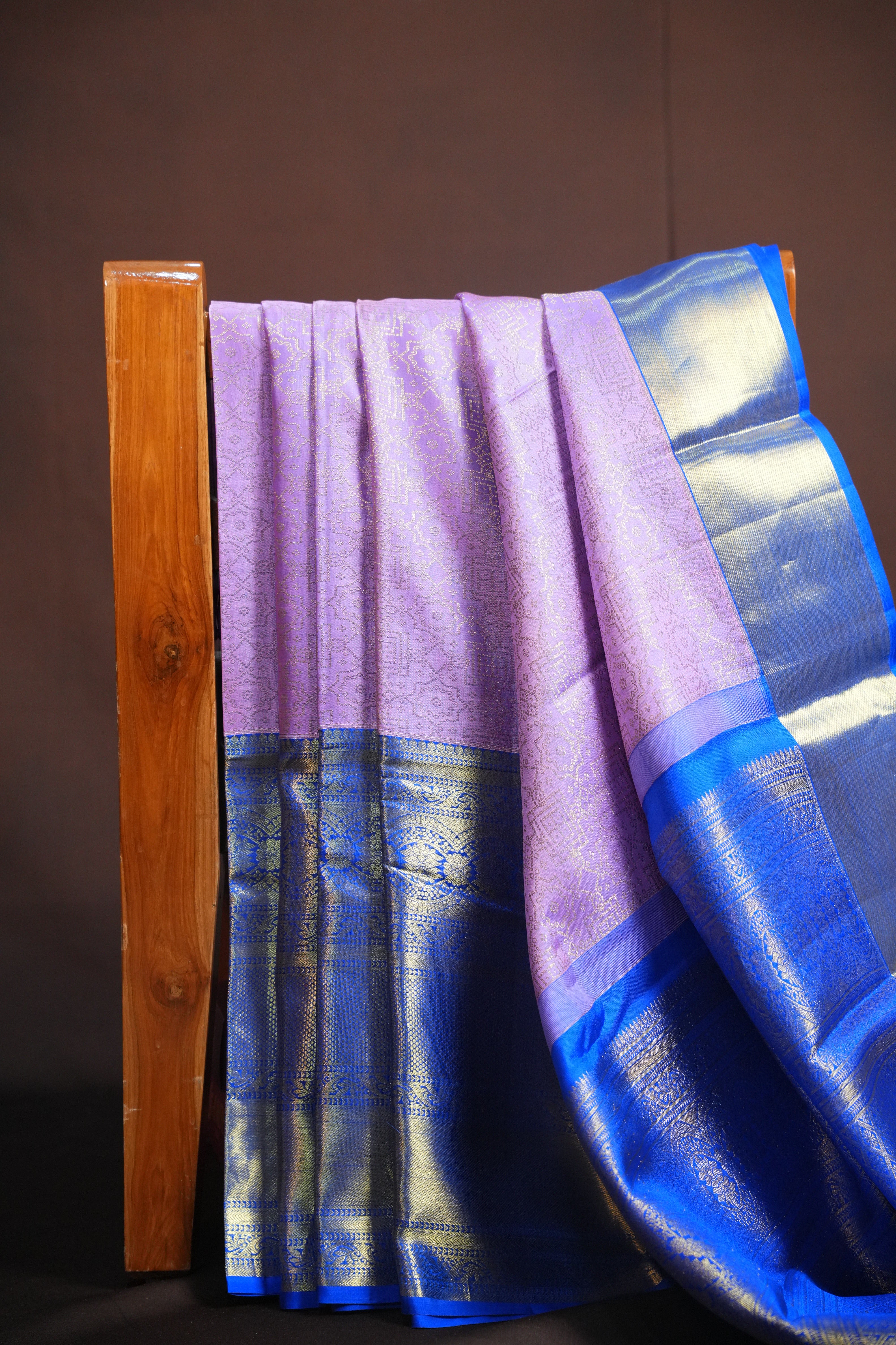 Royal Blue Kanchi Bridal Saree with Silver Zari Weaving
