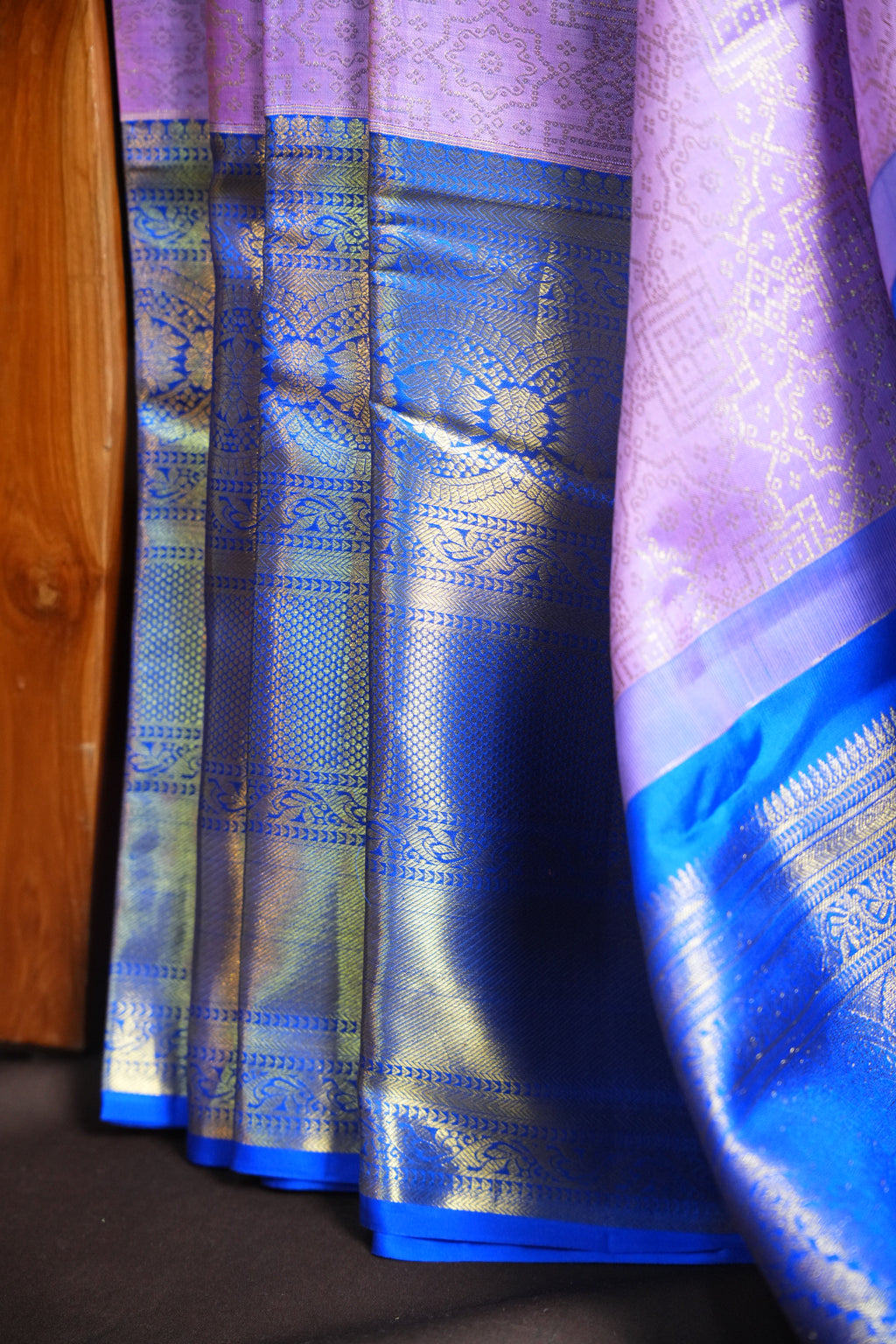 Royal Blue Kanchi Bridal Saree with Silver Zari Weaving