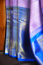 Royal Blue Kanchi Bridal Saree with Silver Zari Weaving