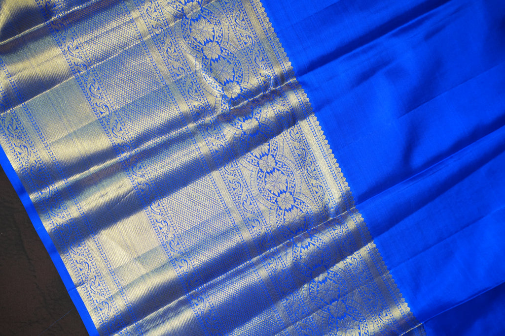 Royal Blue Kanchi Bridal Saree with Silver Zari Weaving