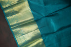 Cream Gold Kanchi Bridal Saree with Teal Zari Border