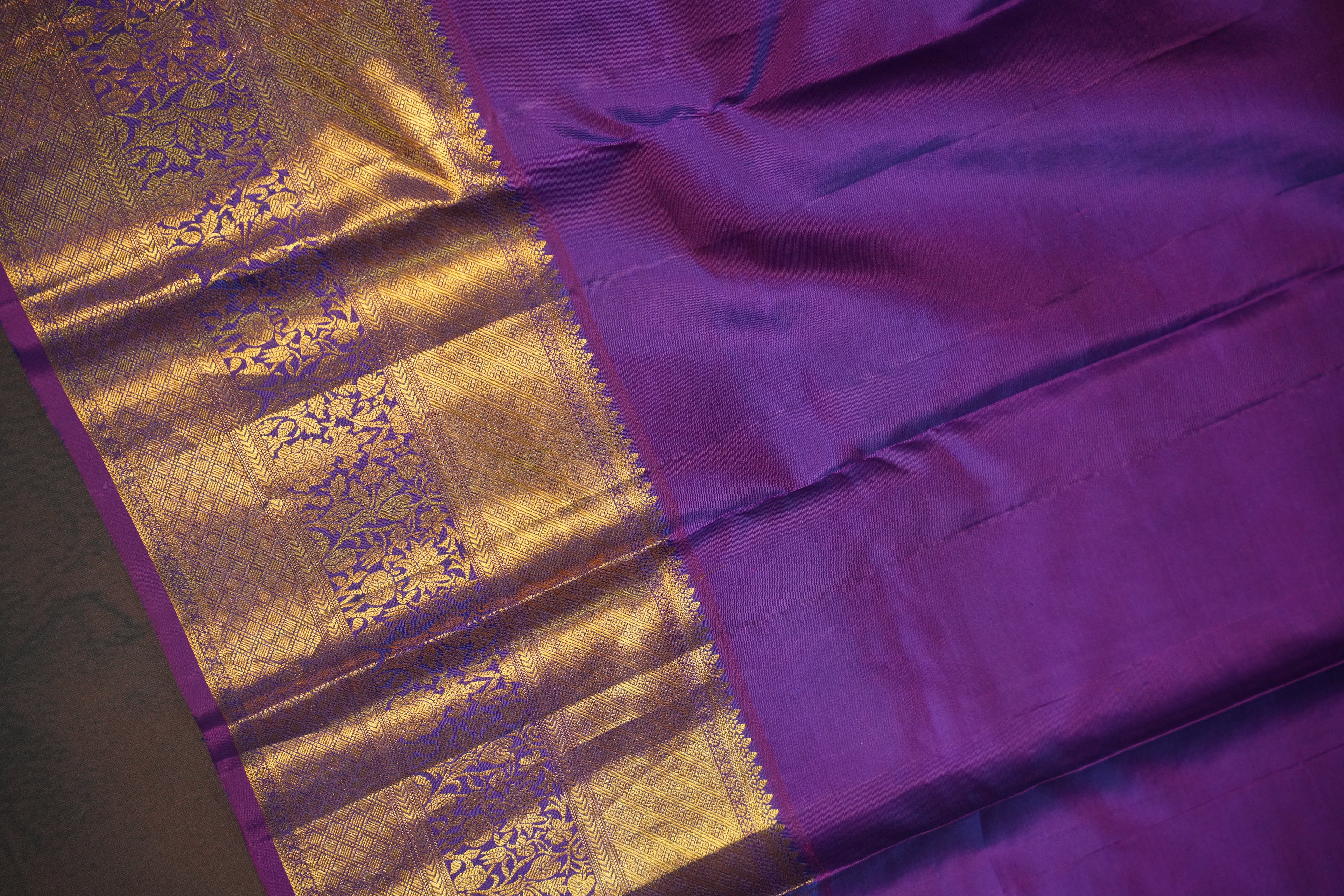 Peacock Blue Kanchi Bridal Saree with Rich Gold Zari