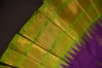 Purple and Green Gadwal Cotton Saree with Gold Zari Border