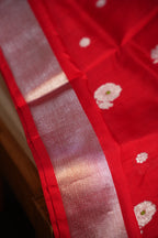 Red Maharani Pattu Saree with Silver Floral Motifs
