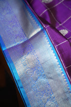 Purple Maharani Pattu Saree with Silver Zari Checks