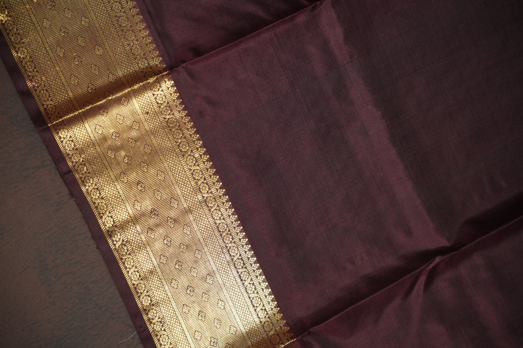 Bottle Green Maharani Pattu Saree with Gold Zari Border