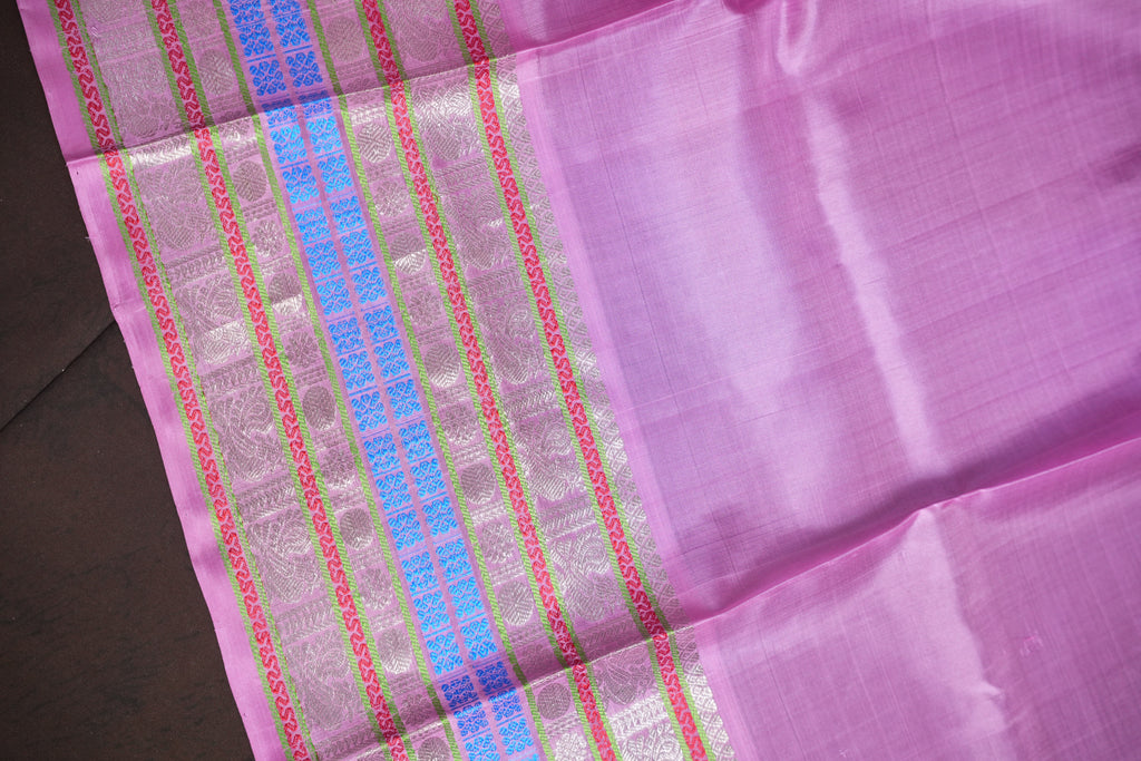 Royal Purple Maharani Pattu Saree with Silver Zari Border