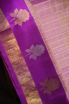 Pink and Purple Maharani Pattu Saree with Gold Zari Checks