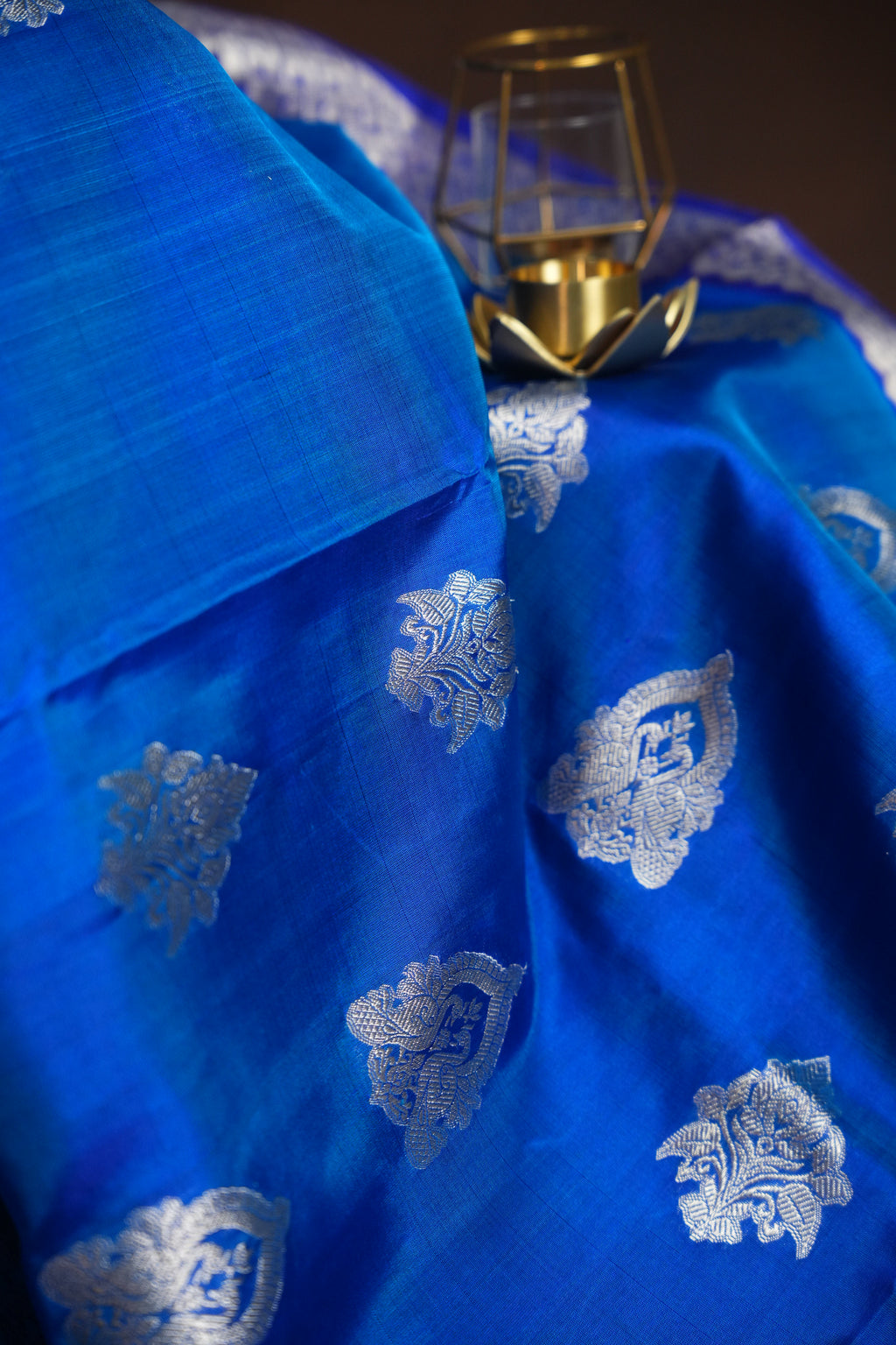 Royal Blue Maharani Pattu Saree with Silver Zari Weaving