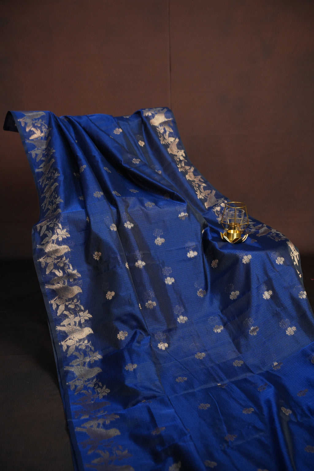 Royal Blue Banaras Silk Saree with All Over Butta Design