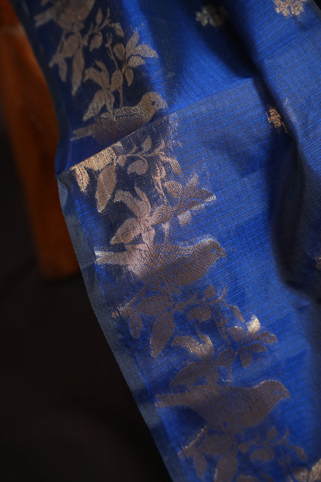 Royal Blue Banaras Silk Saree with All Over Butta Design