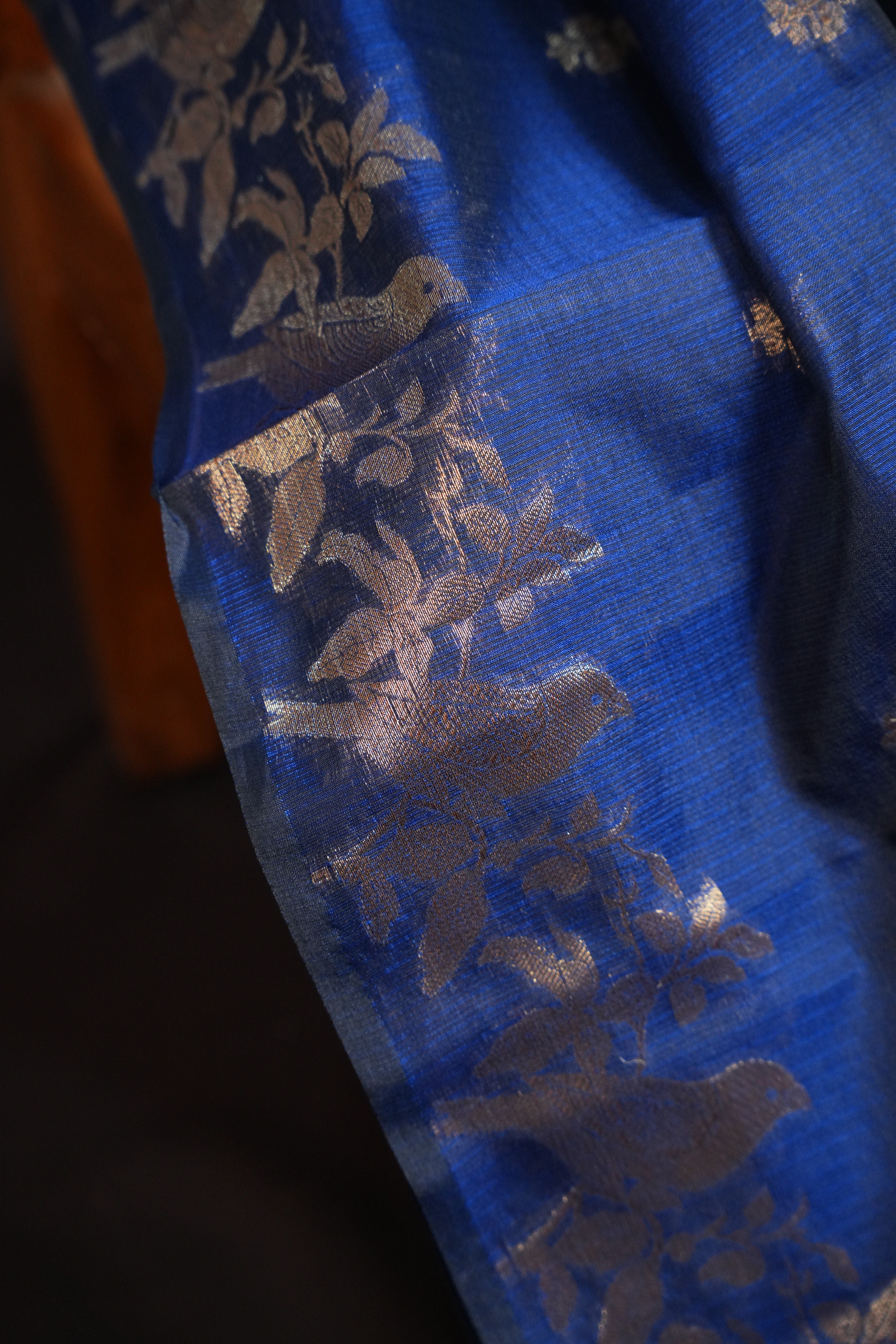 Royal Blue Banaras Silk Saree with All Over Butta Design