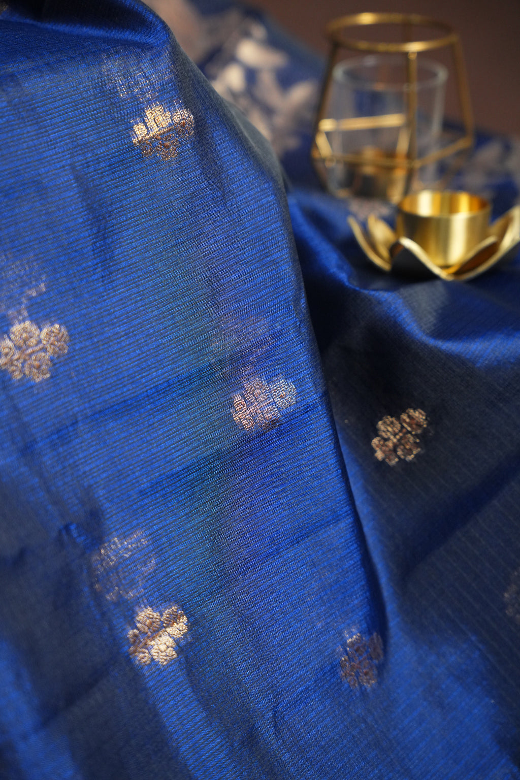Royal Blue Banaras Silk Saree with All Over Butta Design