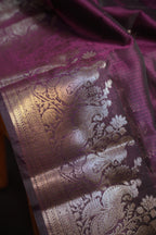 Wine Purple Banaras Silk Saree with All Over Butta Design