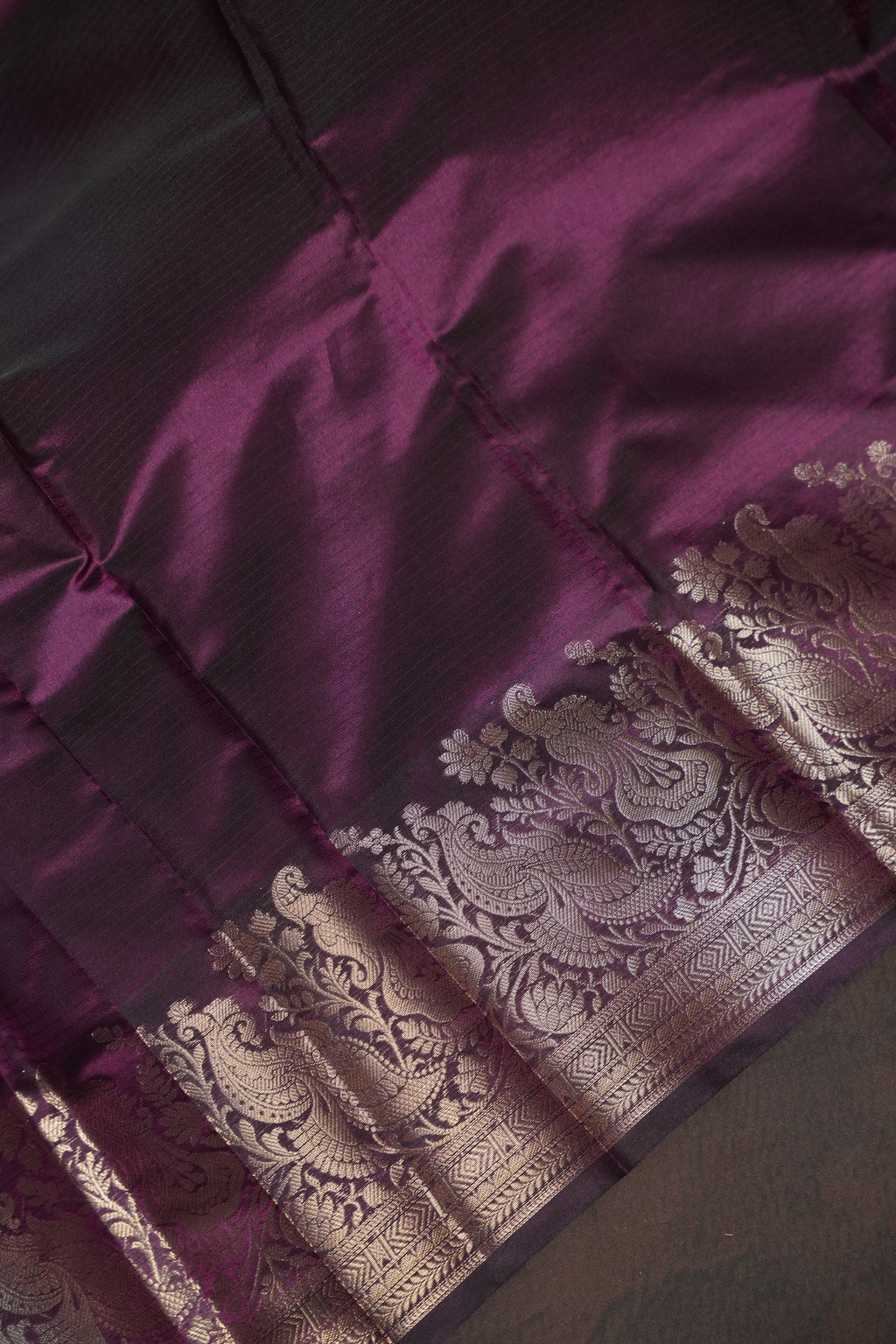 Wine Purple Banaras Silk Saree with All Over Butta Design