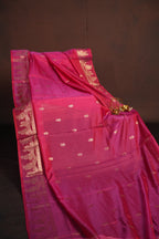 Rani Pink Banaras Silk Saree with All Over Butta Design
