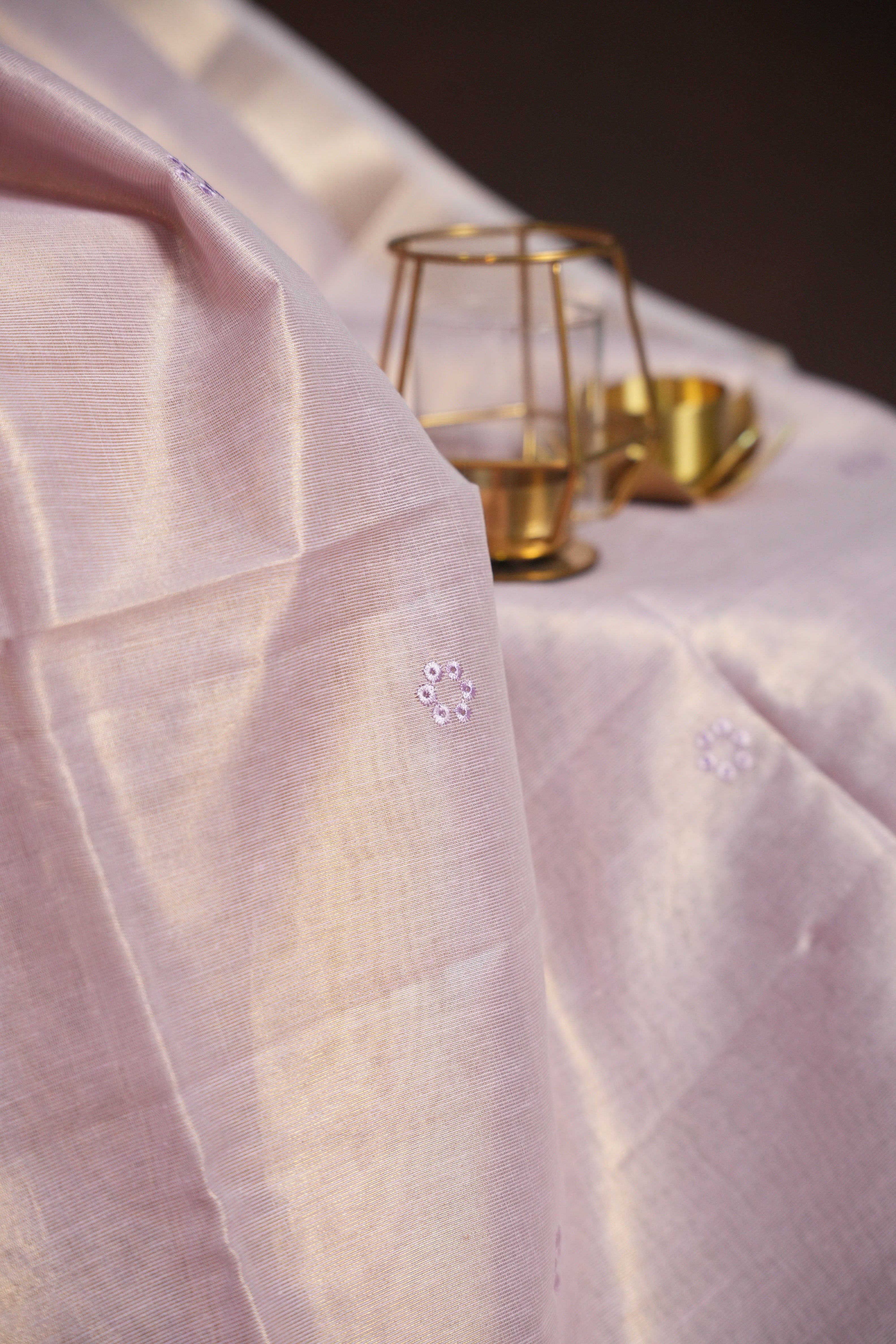 Benaras Saree with Elegant Floral Prints in Lavender