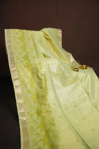 Pastel Green Benaras Saree with Floral Woven Design