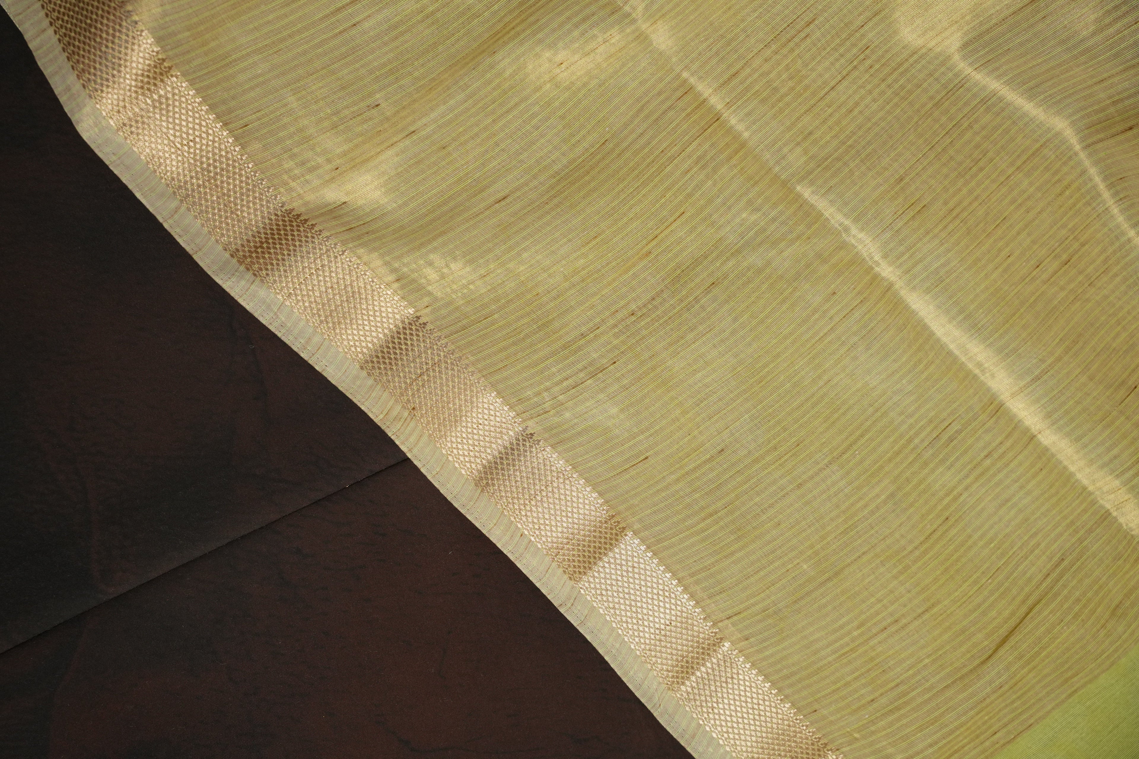 Pastel Green Benaras Saree with Floral Woven Design