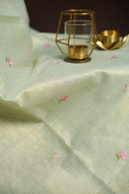 Pastel Blue Benaras Saree with Floral Embroidery Design