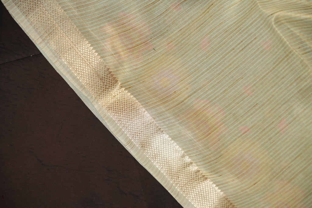 Pastel Blue Benaras Saree with Floral Embroidery Design