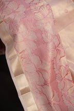 Pastel Pink Benaras Saree with Floral Woven Design