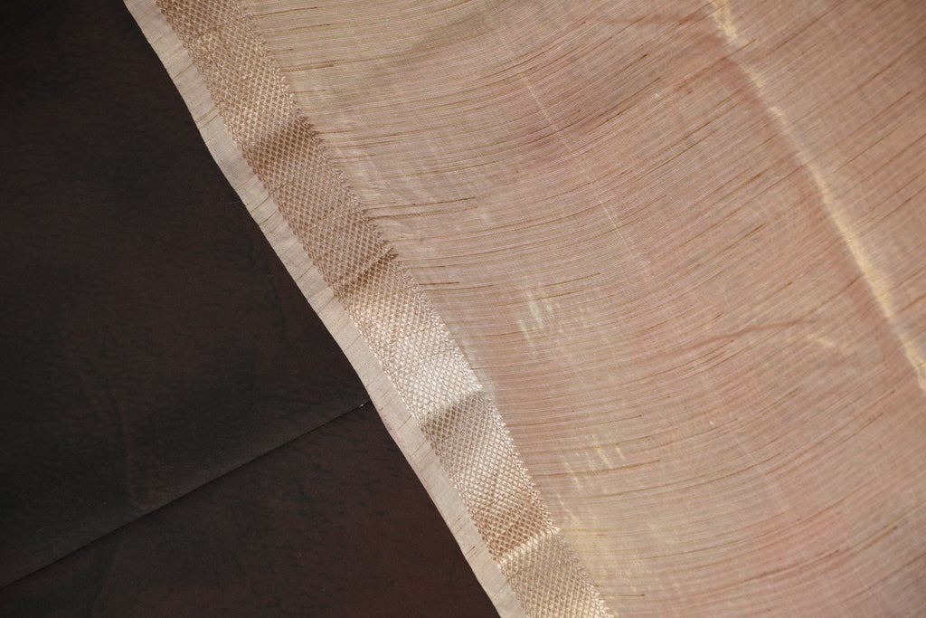 Pastel Pink Benaras Saree with Floral Woven Design