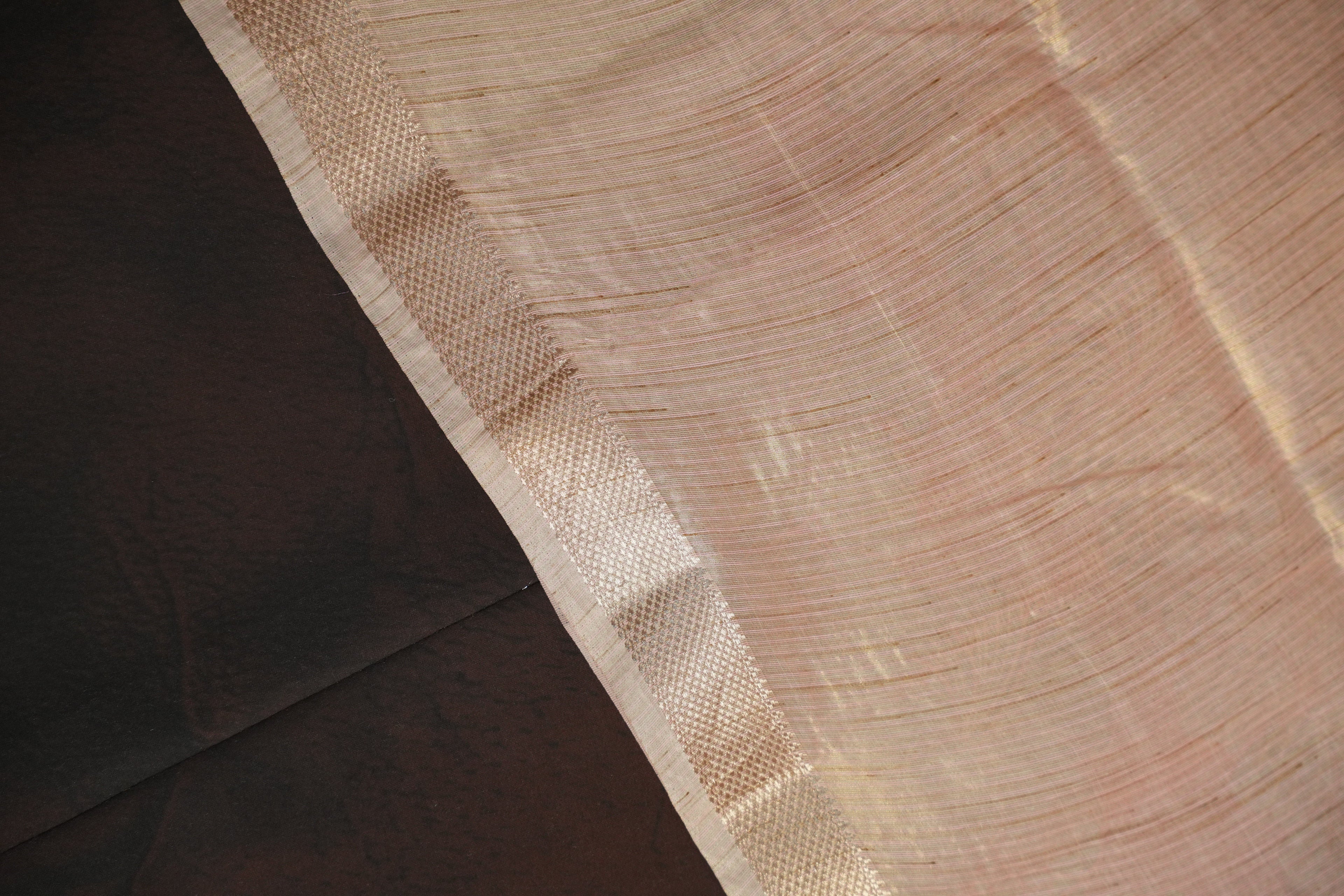 Pastel Pink Benaras Saree with Floral Woven Design