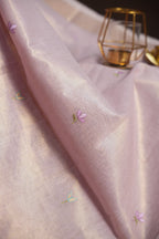 Pastel Lavender Benaras Saree with Floral Embroidery Design