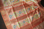 Peach Floral Fancy Linen Saree with Elegant Printed Design