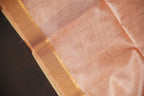 Peach Geometric Fancy Linen Saree with Tassel Detailing