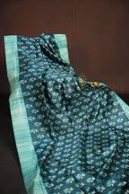 Sea Green Fancy Linen Saree with Elegant Striped Design